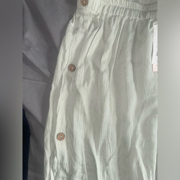 Flowy style green linen pants size L - Picture 3 of 6